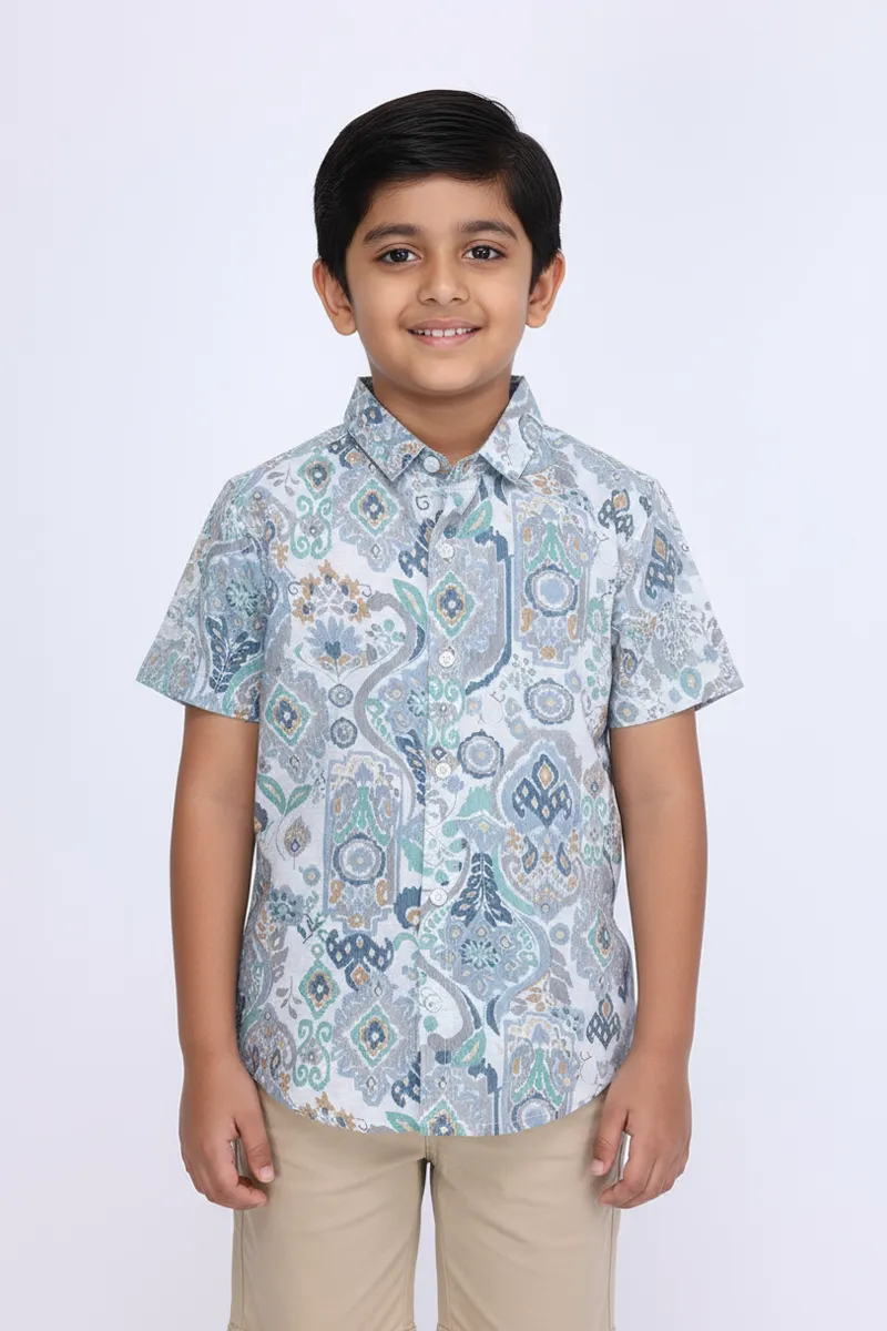 Printed Regular Fit Shirt for Boys - Grey
