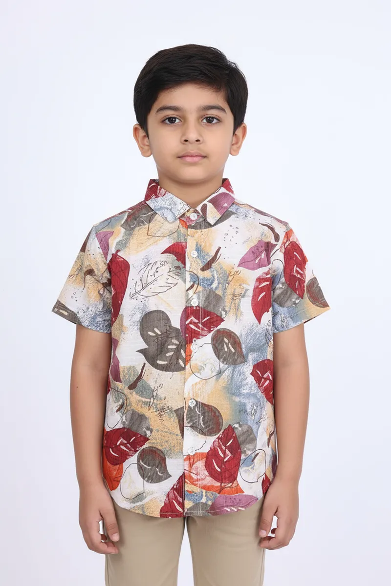 Printed Regular Fit Shirt for Boys - Maroon CLBS0025MAR45YR