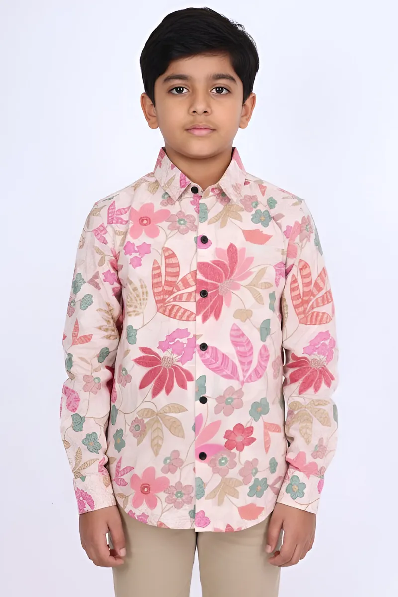 Printed Regular Fit Shirt for Boys - Pink