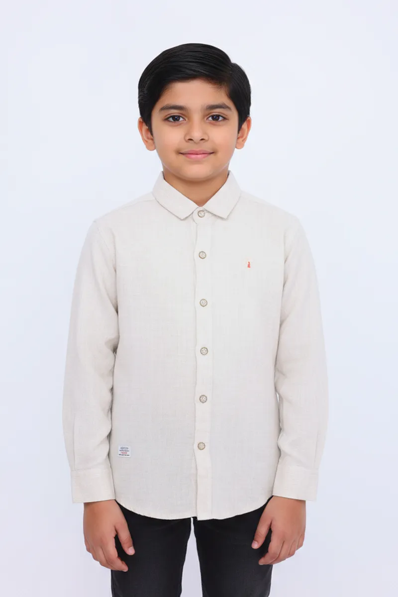 Cotton Regular Fit Shirt for Boys - Cream