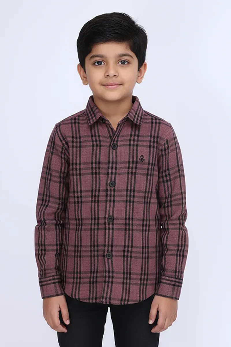 Regular Fit Checked Shirt for Boys - Mauve CLBS0033MAU34YR