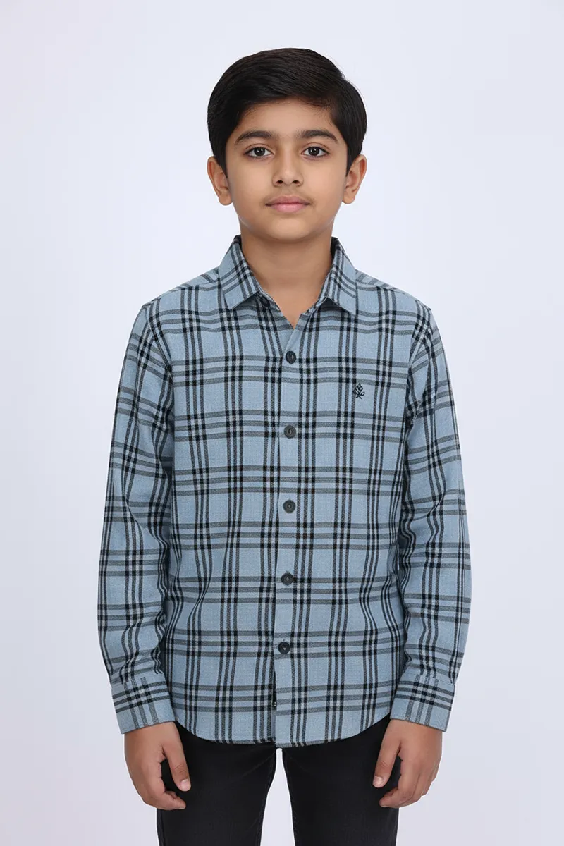 Regular Fit Checked Shirt for Boys - Steel Blue CLBS0033STE67YR