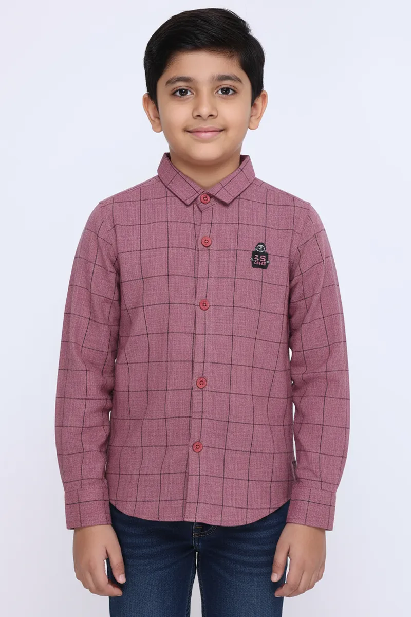 Regular Fit Checked Shirt for Boys - Dusty Pink CLBS0037DUS67YR