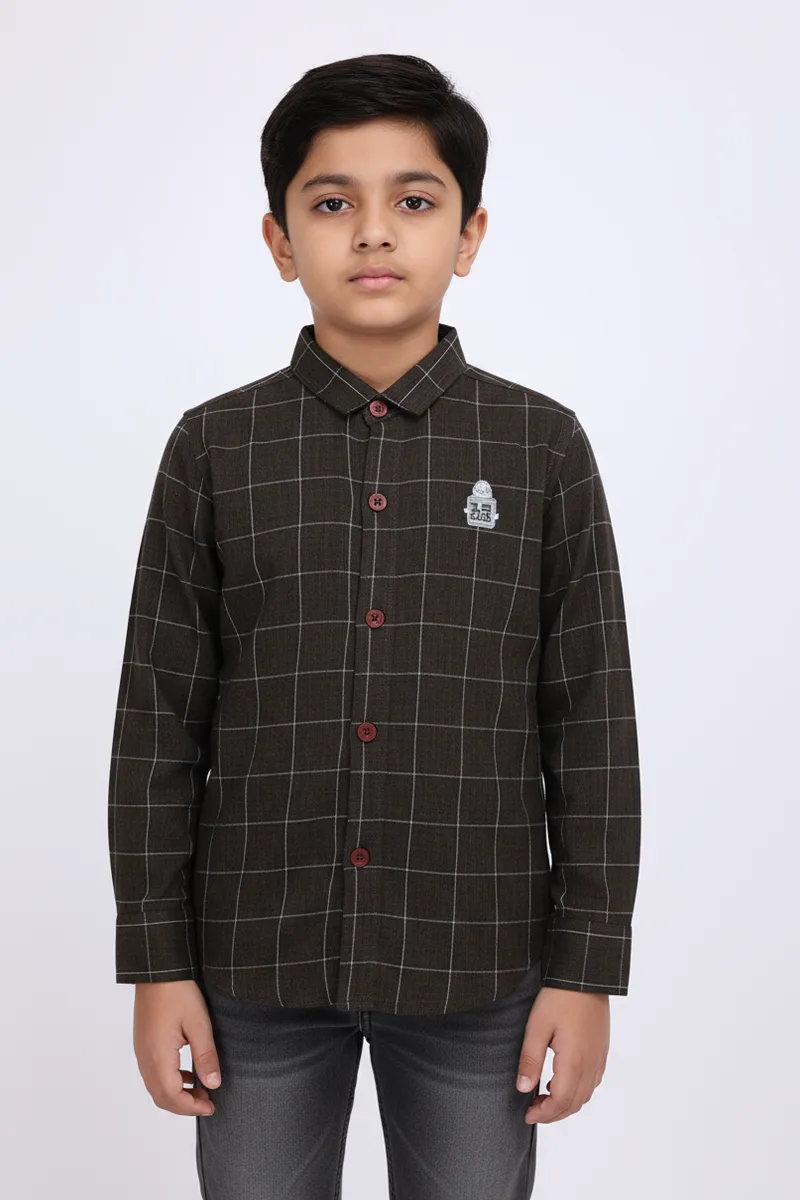 Regular Fit Checked Shirt for Boys - Olive CLBS0037OLI56YR