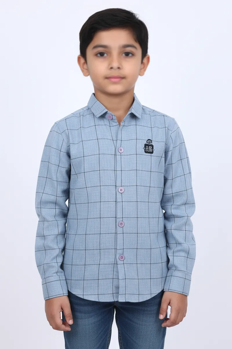 Regular Fit Checked Shirt for Boys - Steel Blue CLBS0037STE67YR