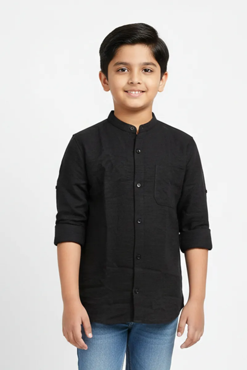 Classic Cotton Shirt for Boys - Black