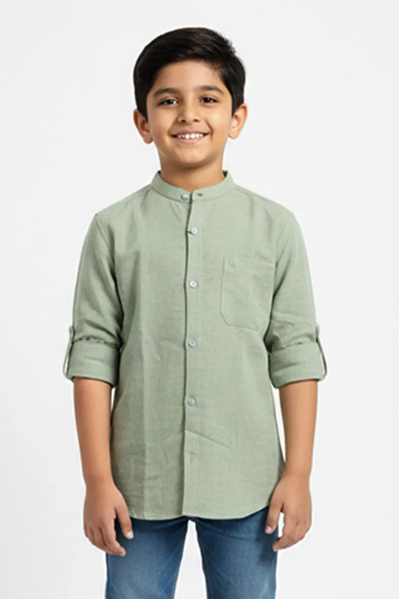 Classic Cotton Shirt for Boys - Light Green