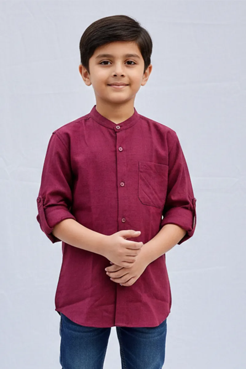 Classic Cotton Shirt for Boys - Wine