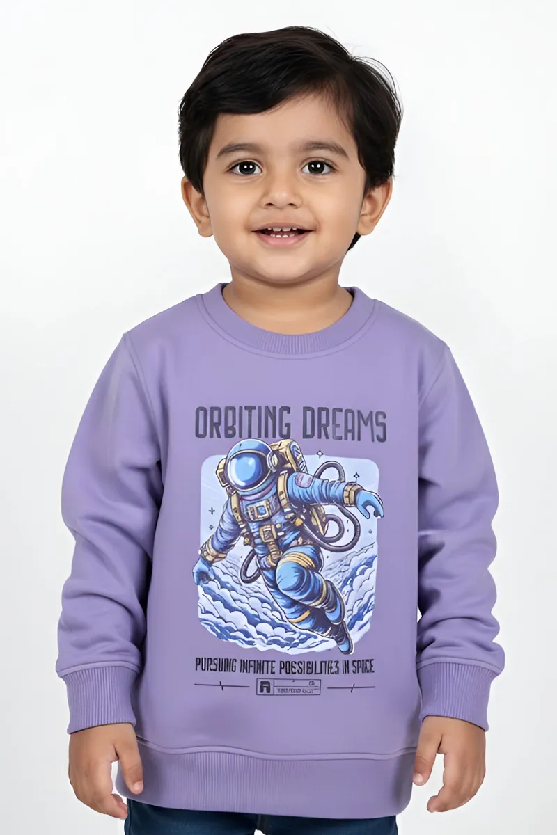 Cotton Printed Sweatshirt for Boys - Lavender CLBT00103LAV34YRS