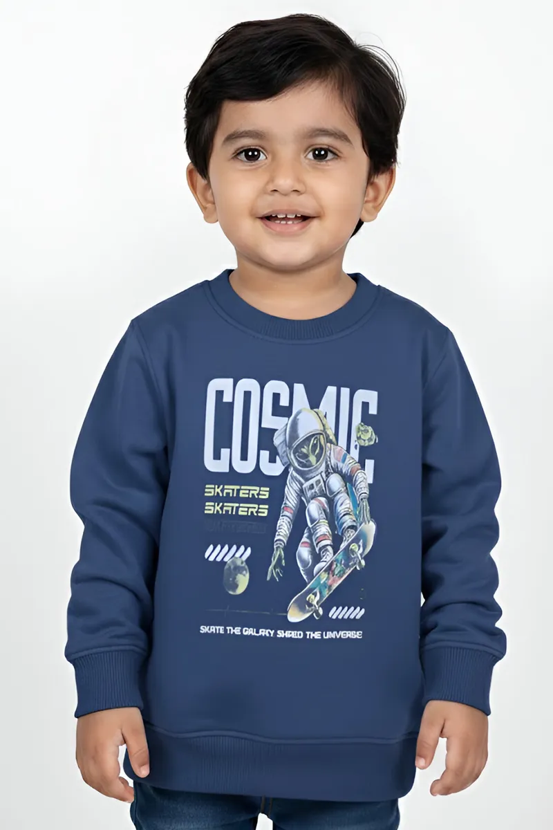 Cotton Printed Sweatshirt for Boys - Navy Blue CLBT00106NAVBLU34YRS
