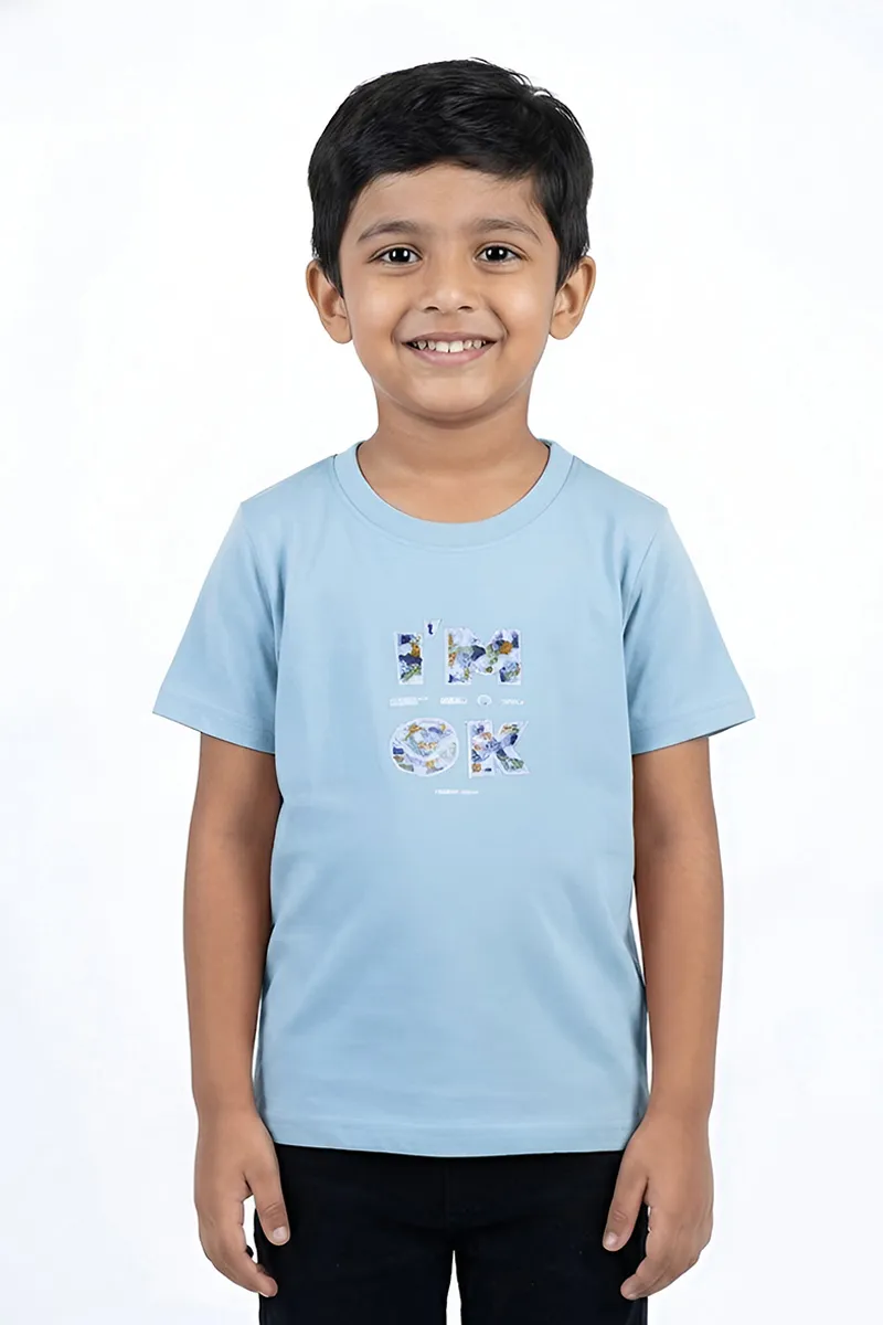 Tencel Printed T-Shirt for Boys - Light Blue