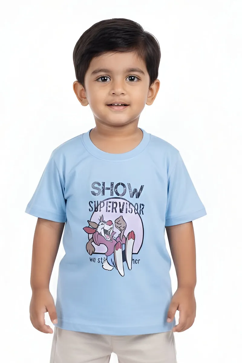 Tencel Printed T-Shirt for Boys - Light Blue
