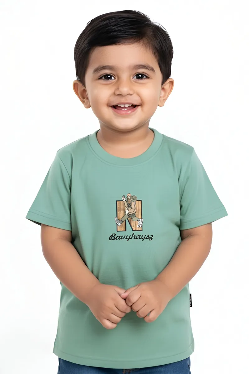 Tencel Printed T-Shirt for Boys - Green CLBT00118GRN34YRS