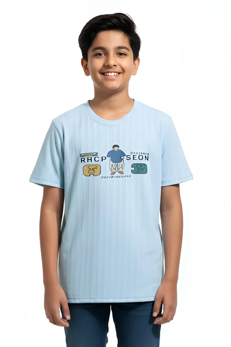 Cotton Printed T-Shirt for Boys - Light Blue CLBT00129LIGBLU910YRS