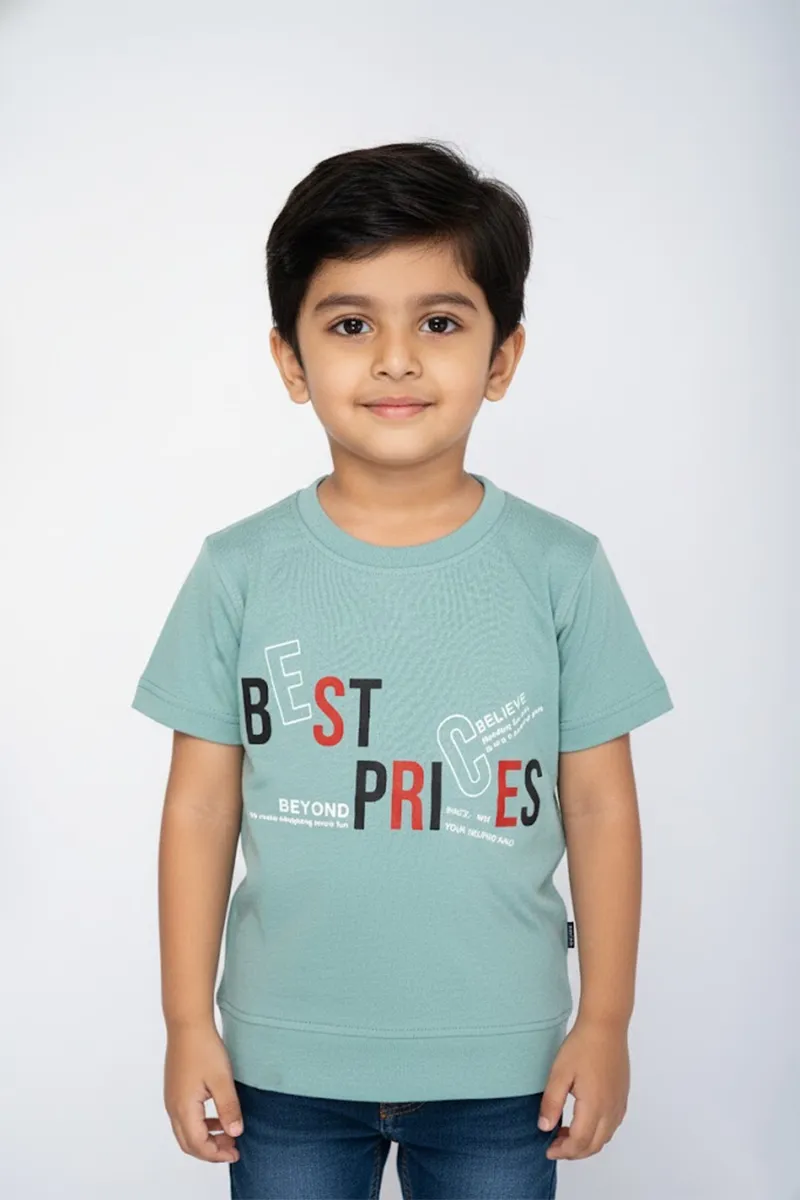 Boy's Cotton Blend Printed T-Shirts - Green