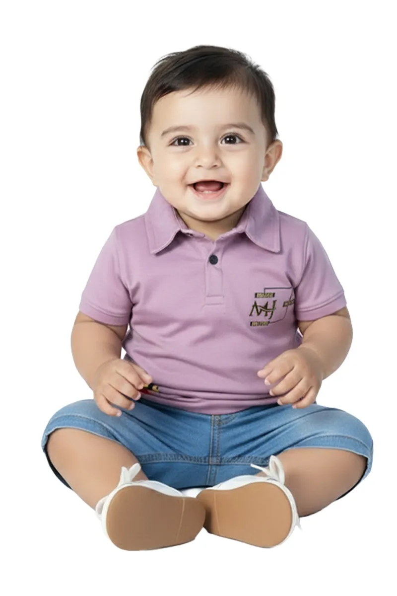 Half-Sleeve Polo-Style T-Shirt for Baby Boys - Lavender  CLBT00144LAV36M