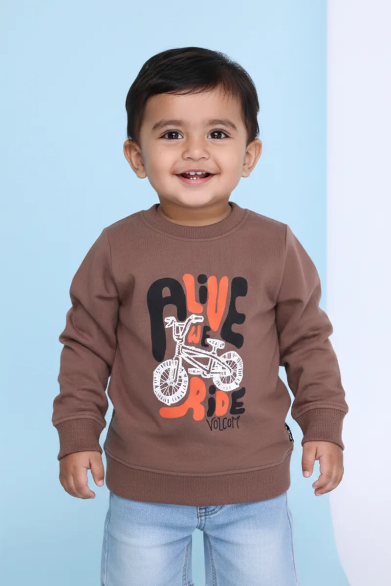 Full-Sleeve Sweatshirt for Boys - Brown CLBT00150BRO12YR