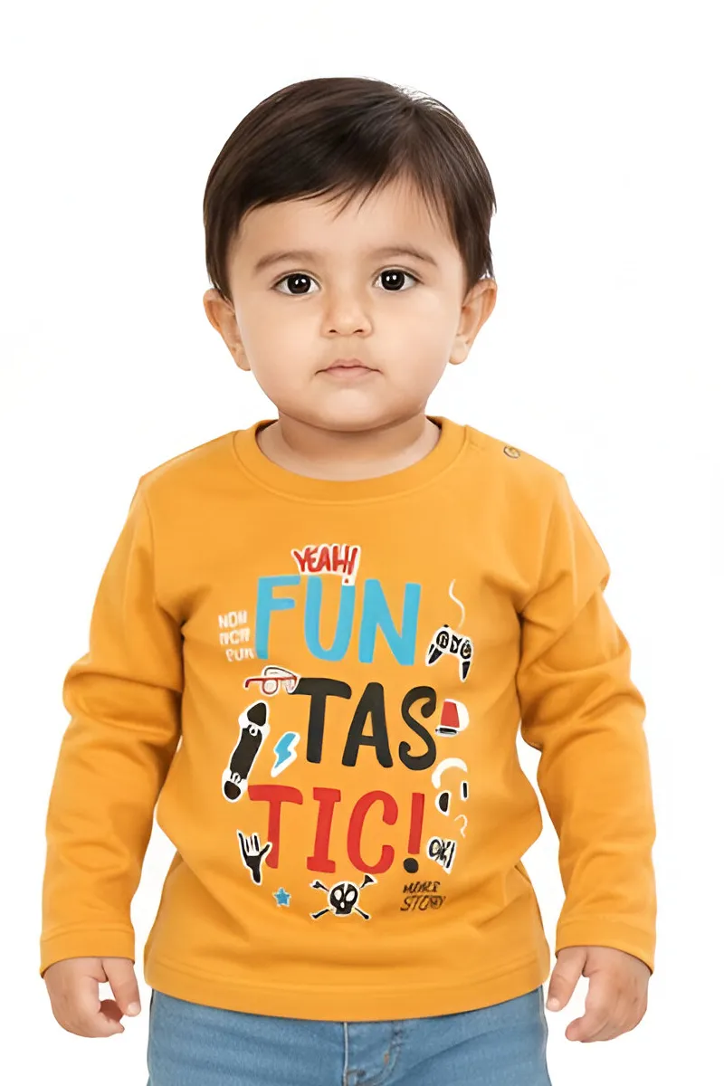 Full-Sleeve Cotton T-Shirt for Baby Boys - Mustard CLBT00170MUS36M