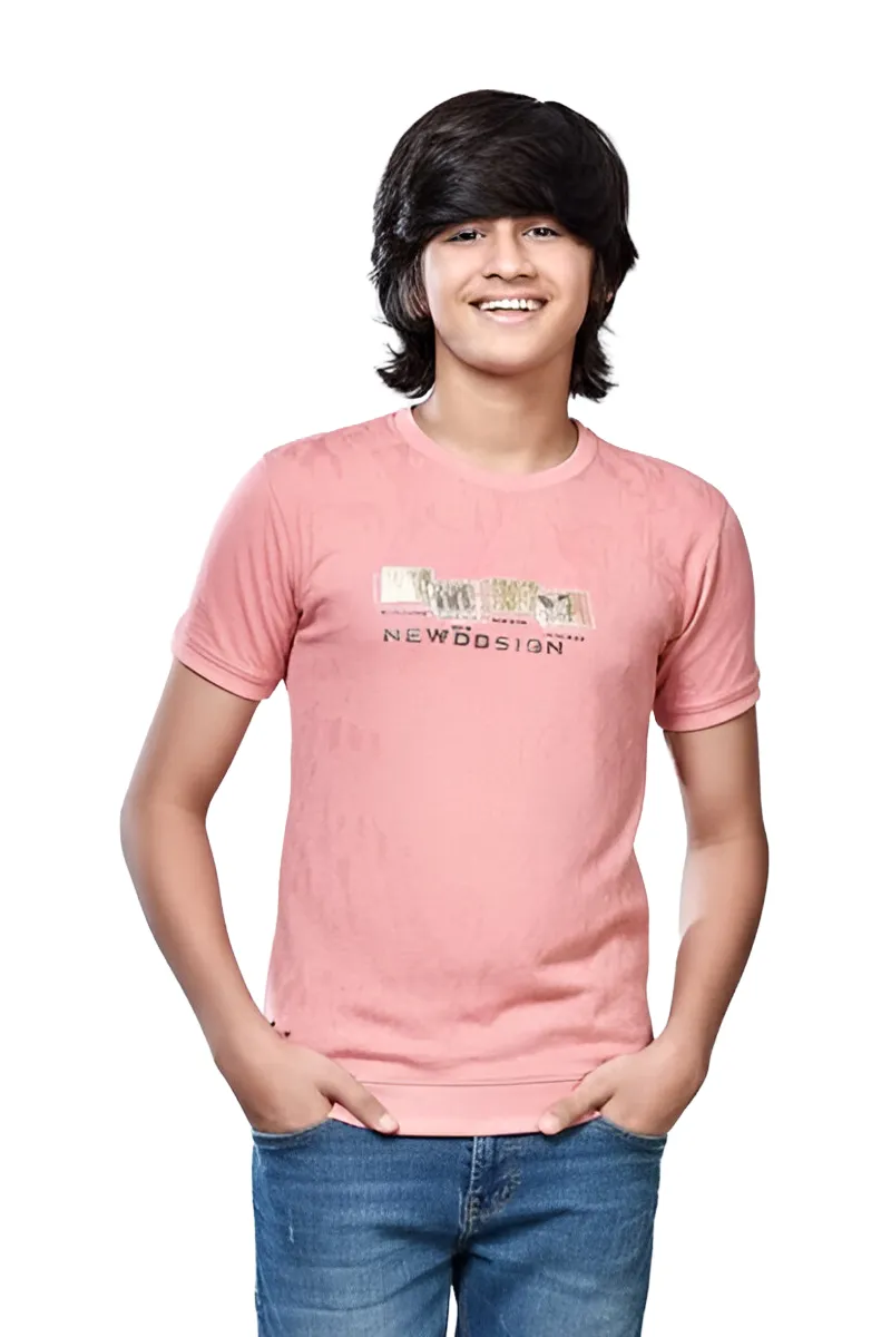 Printed Half Sleeve T-Shirt for Boys - Pink CLBT00250PIN67YR