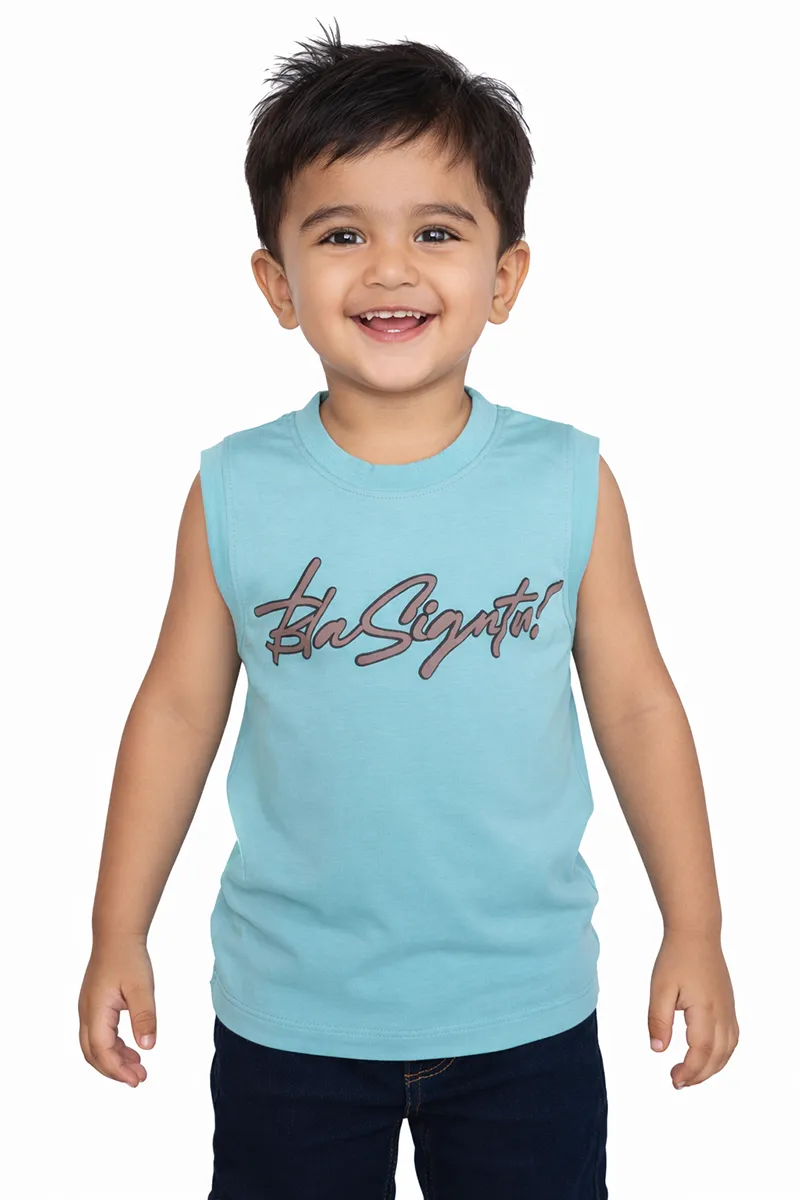 Sleeveless Tencel T-Shirt for Boys - Green