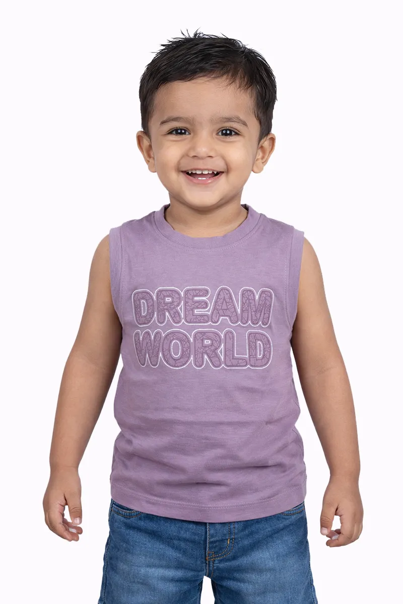 Sleeveless Tencel T-Shirt for Boys - Mauve