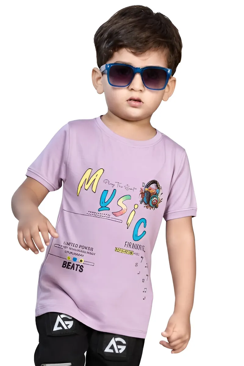 Printed Half Sleeve T-Shirt for Boys - Lavendar CLBT00272LAV23YR