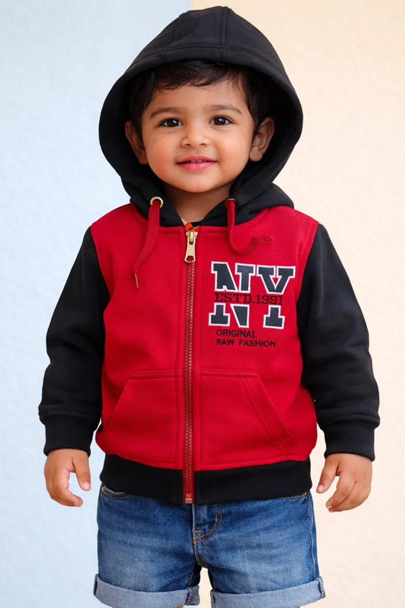 Cotton Blend Solid Hoodie for Boys - Red CLBT00313RED34YRS