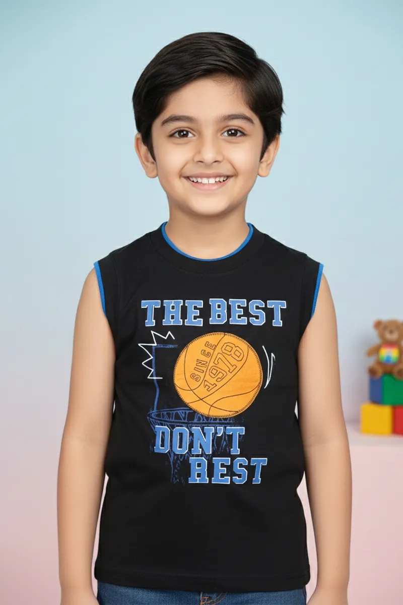 Printed T-Shirt for Boys - Black CLBT00316BLA45YR