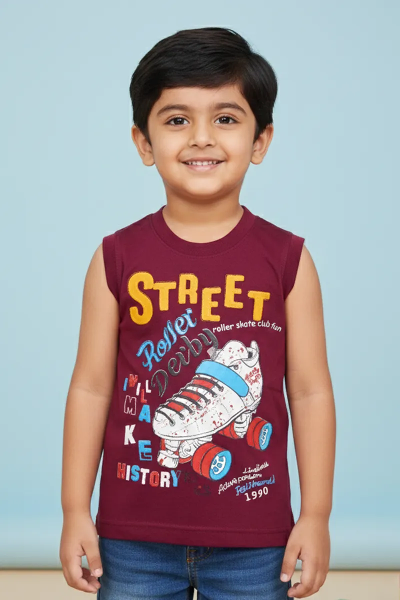 Printed T-Shirt for Boys - Burgundy CLBT00317BUR45YR
