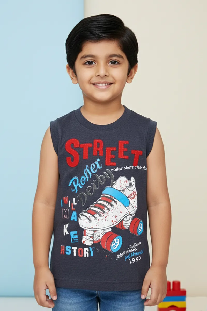 Printed T-Shirt for Boys - Dark Grey CLBT00317DGR45YR