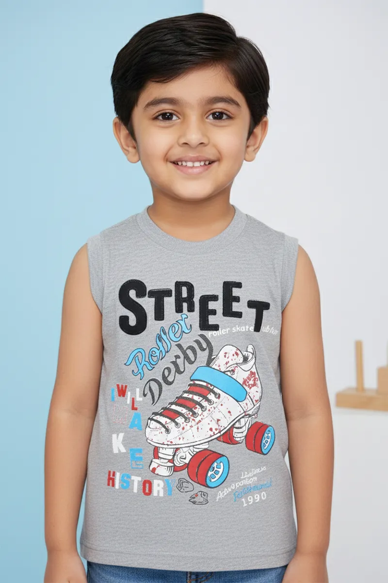 Printed T-Shirt for Boys - Grey CLBT00317GREY45YR