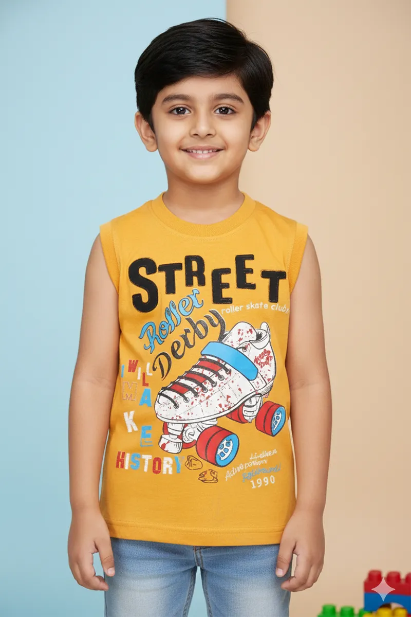 Printed T-Shirt for Boys - Mustard CLBT00317MUS67YR