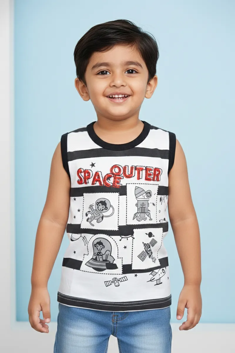 Printed T-Shirt for Boys - White CLBT00318WHI34YR