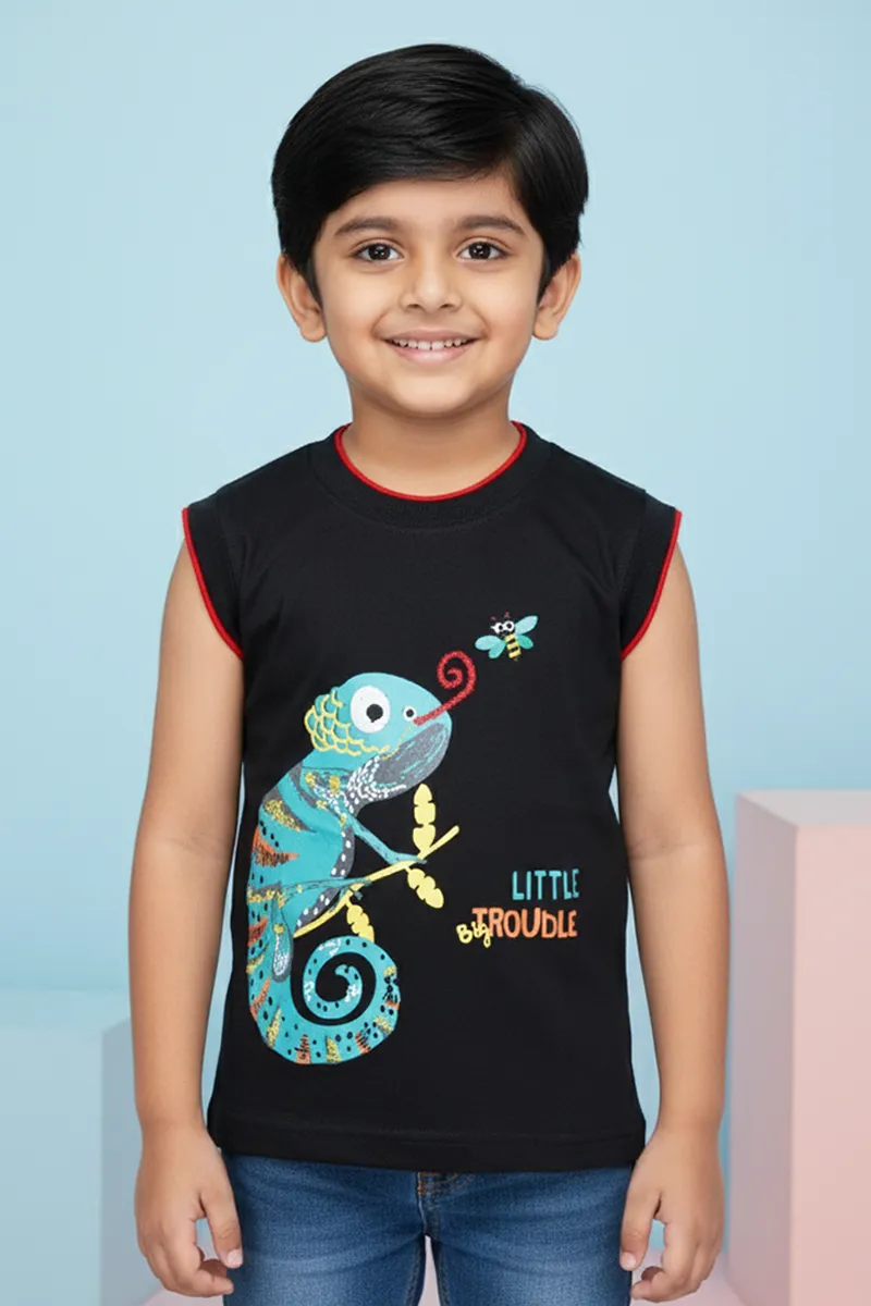 Printed T-Shirt for Boys - Black CLBT00319BLA45YR