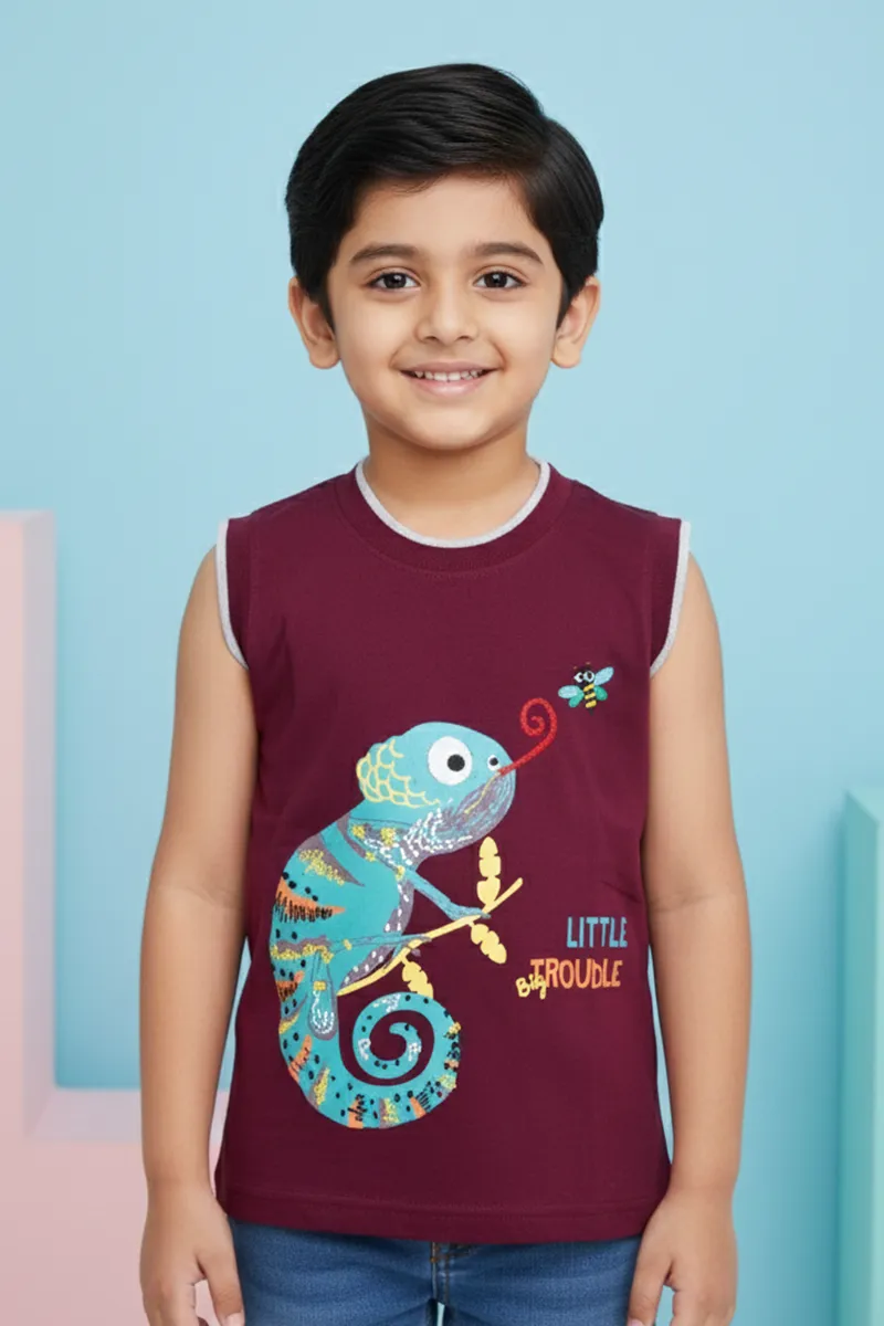 Printed T-Shirt for Boys - Burgundy CLBT00319BUR45YR