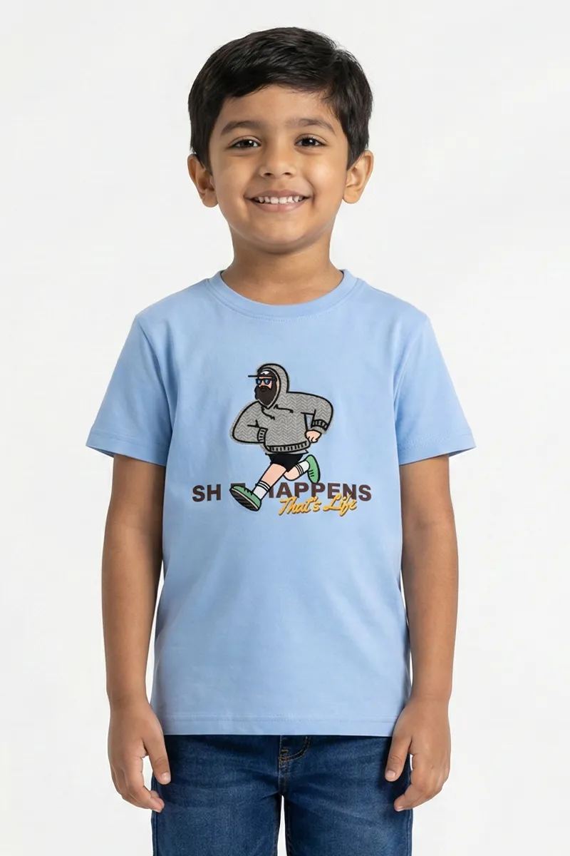 Cotton Printed T-Shirt for Boys - Sky Blue CLBT0031SKYBLU1011YRS