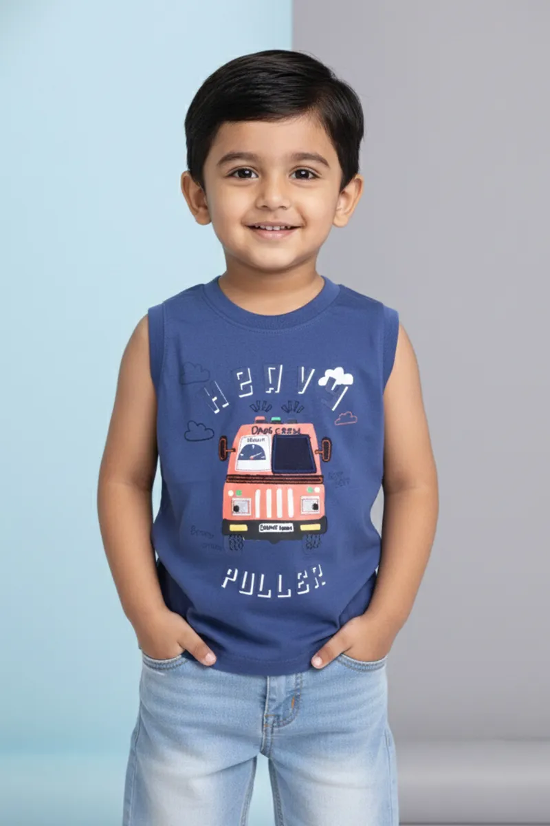 Printed T-Shirt for Boys - Blue CLBT00321BLU67YR