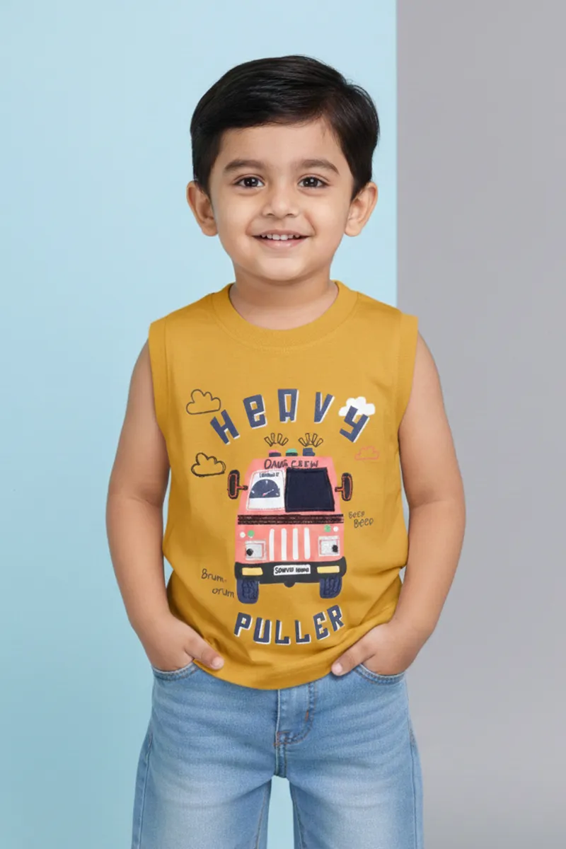 Printed T-Shirt for Boys - Mustard