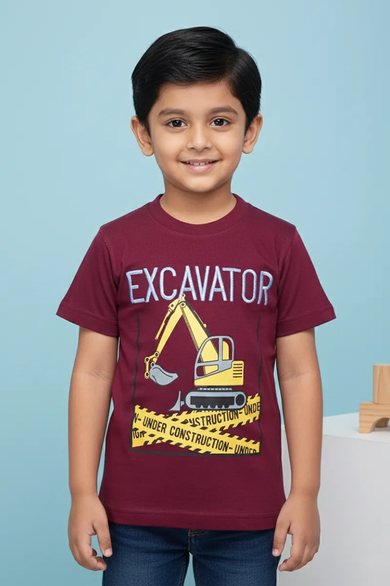 Printed T-Shirt for Boys - Burgundy CLBT00323BUR45YR