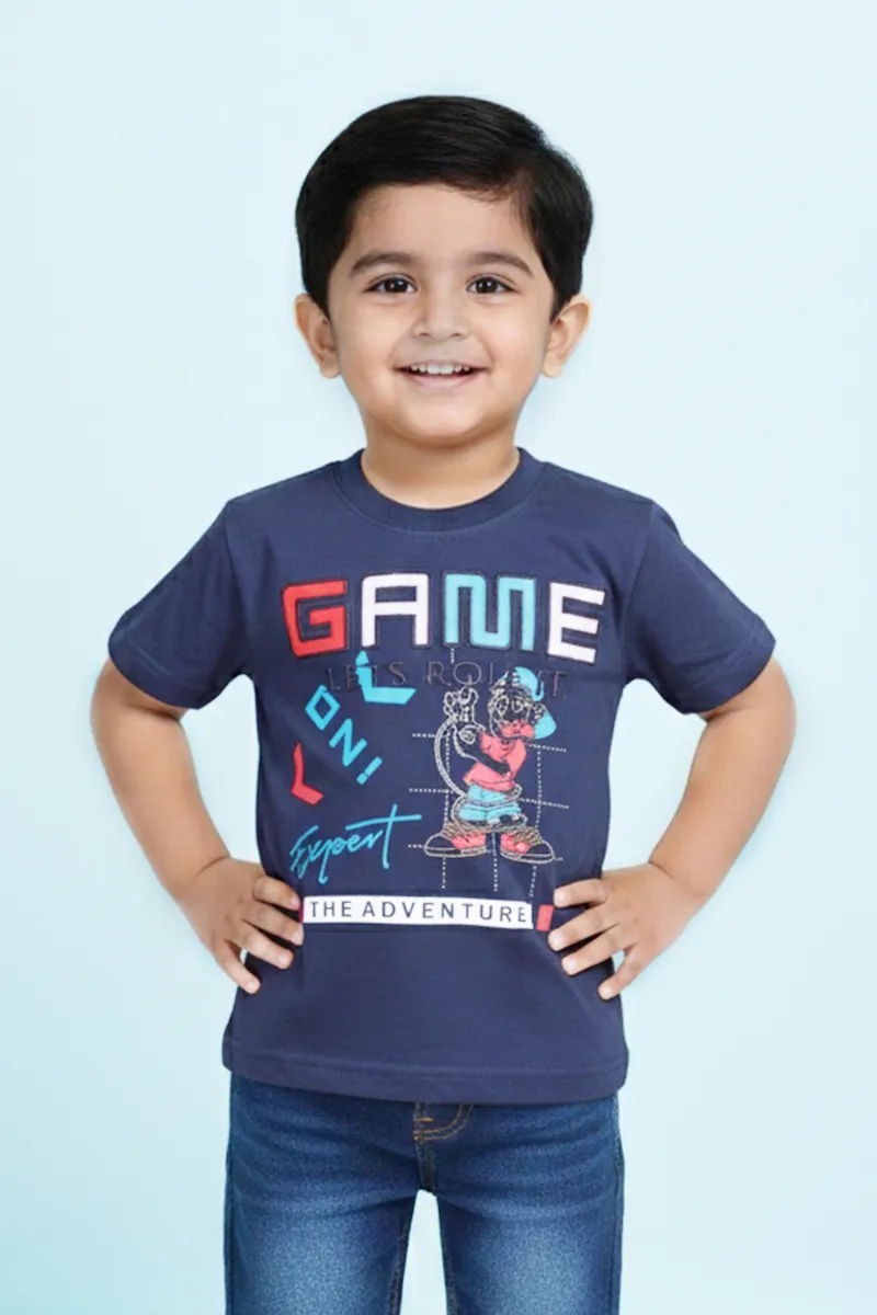 Printed T-Shirt for Boys - Blue CLBT00324BLU45YR