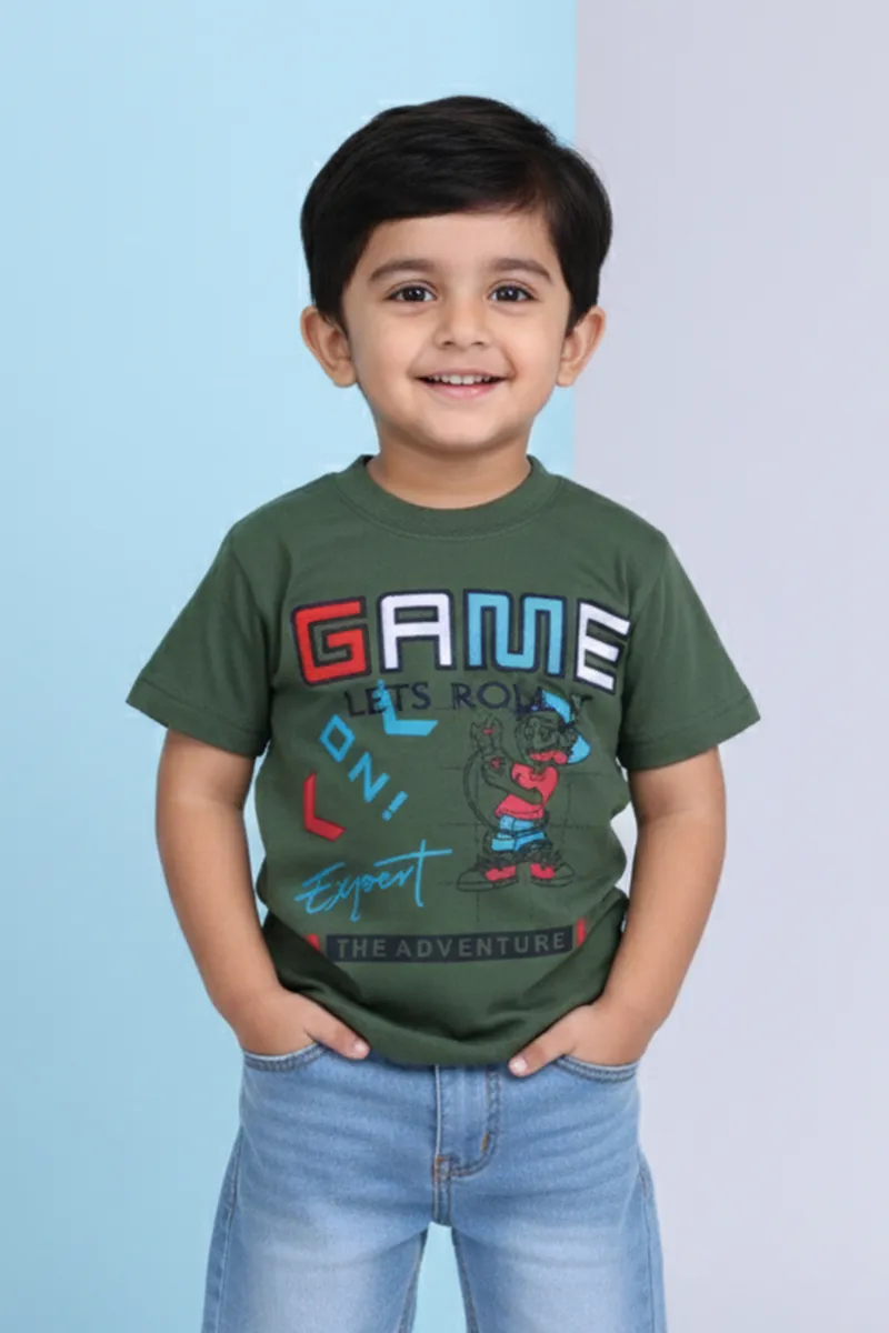 Printed T-Shirt for Boys - Green CLBT00324GRE45YR