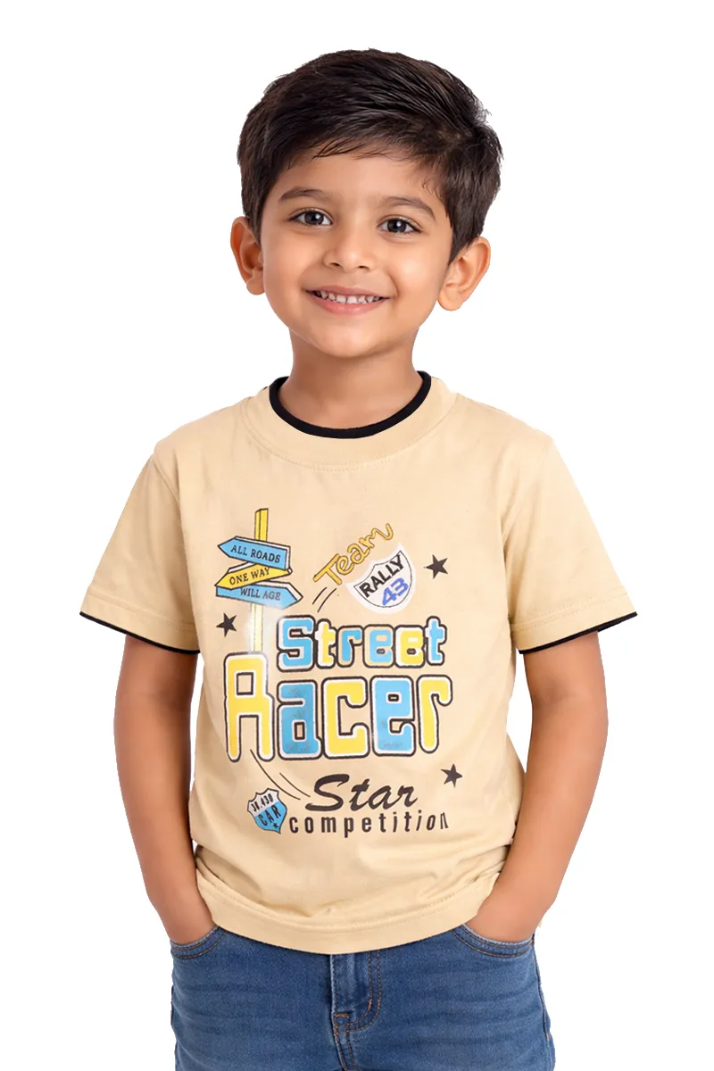 Printed Half Sleeve T-Shirt for Boys,SandalCLBT00325SAN45YR
