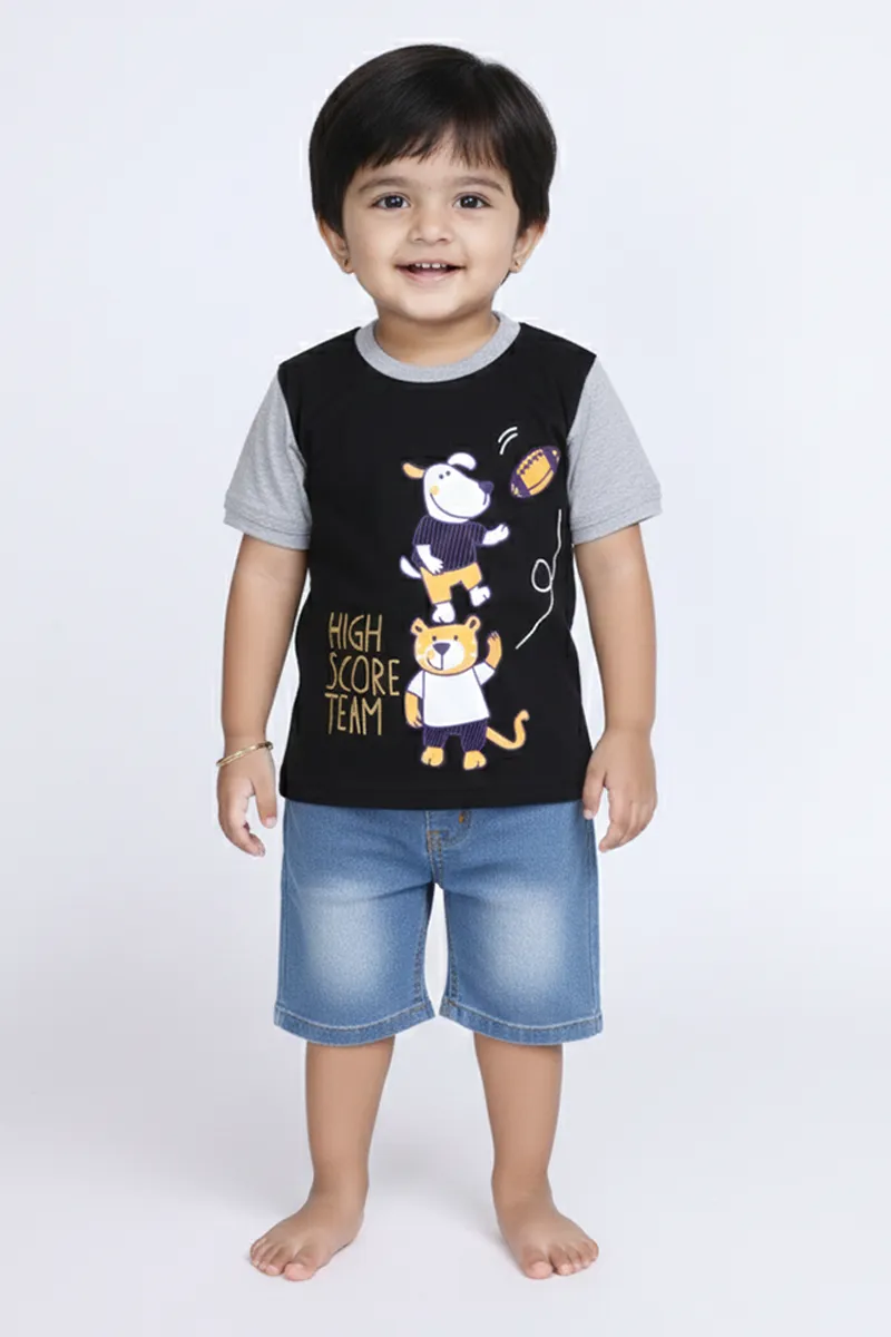 Printed T-Shirt for Boys - Black CLBT00326BLA34YR