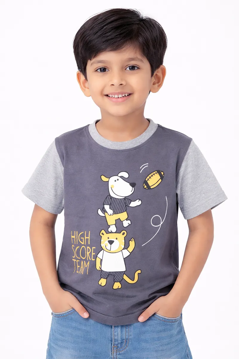Printed T-Shirt for Boys - Grey CLBT00326GREY45YR