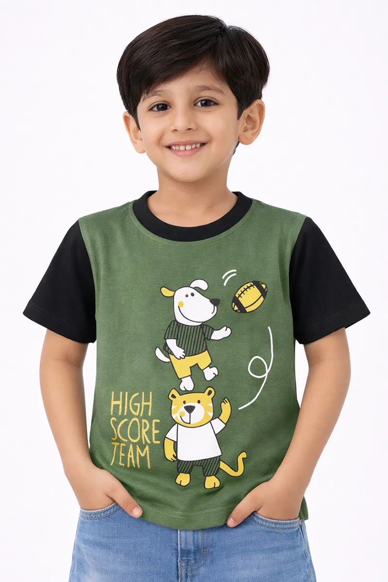 Printed T-Shirt for Boys - Green CLBT00326GRN45YR