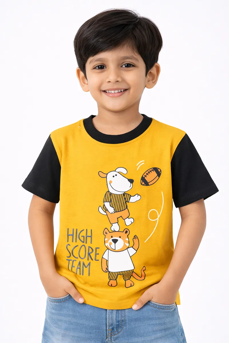 Printed T-Shirt for Boys - Mustard CLBT00326MUS34YR