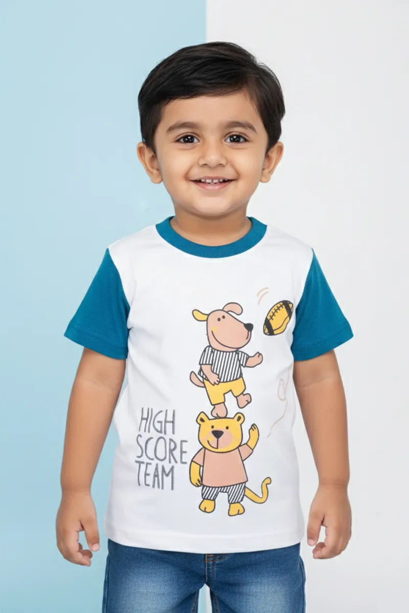 Printed T-Shirt for Boys - White CLBT00326WHI34YR