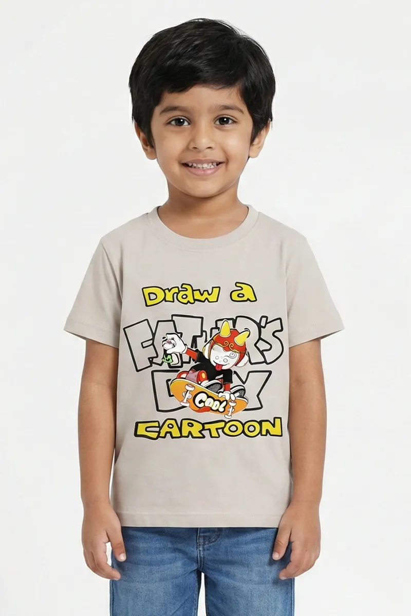 Cotton Printed T-Shirt for Boys - Grey