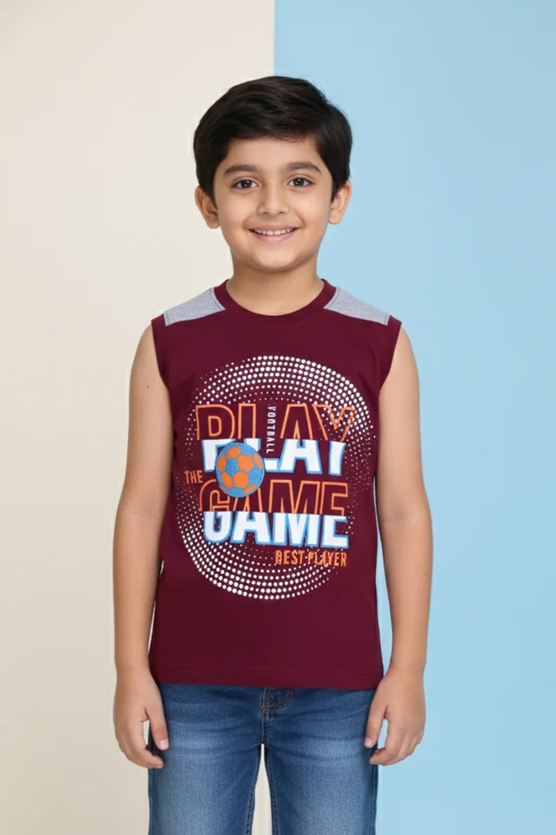 Printed T-Shirt for Boys - Burgundy