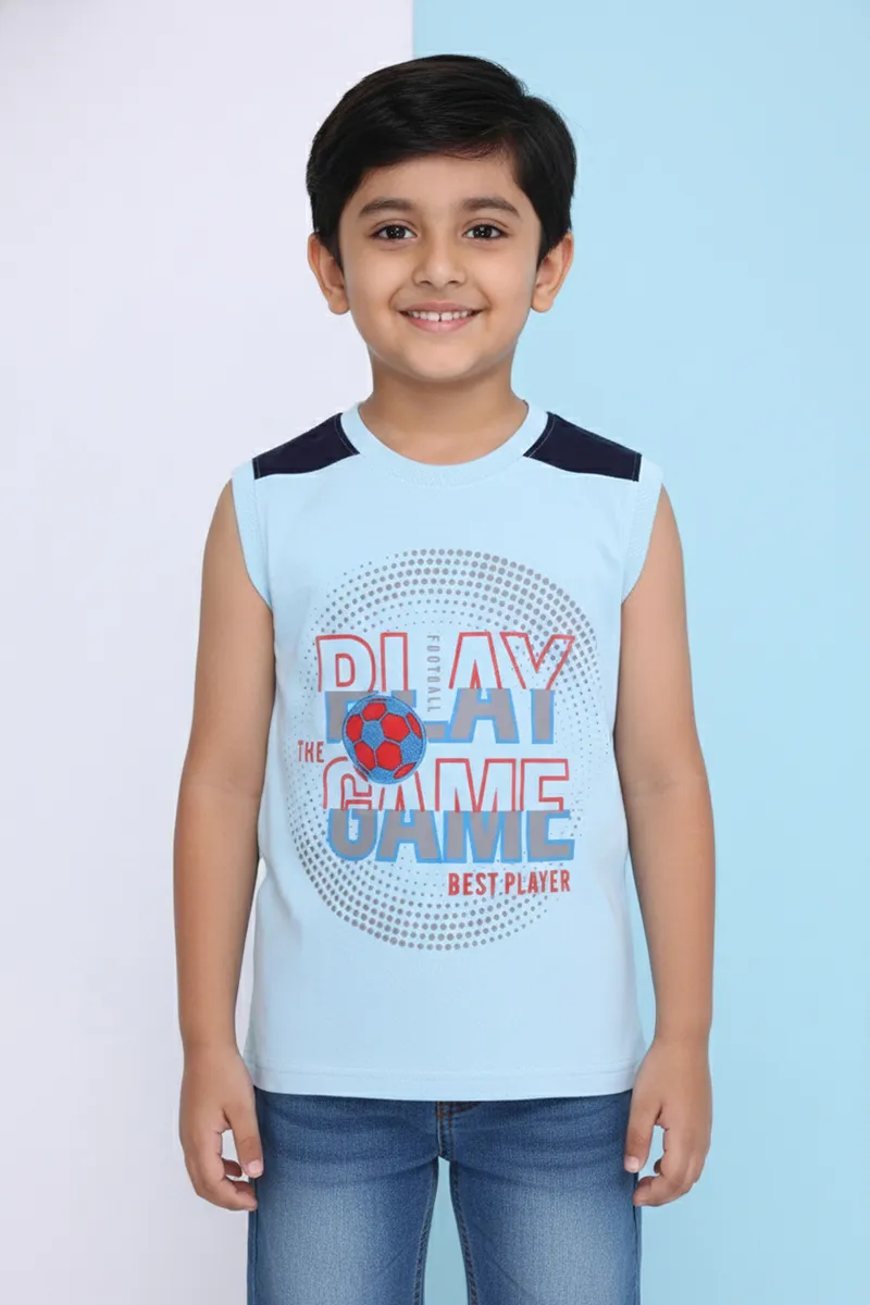 Printed T-Shirt for Boys - Sky Blue CLBT00330SKY1112